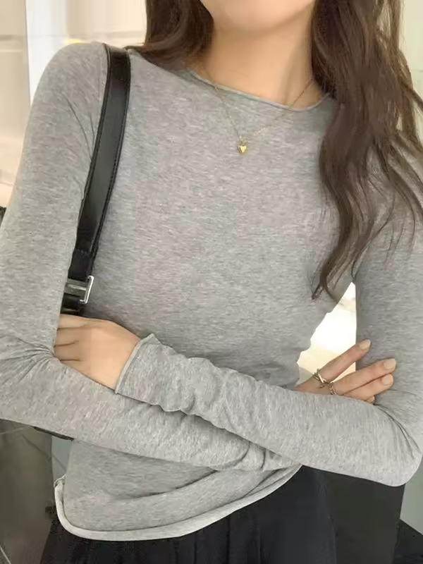 2026 Spring Autumn T shirt Women Tops Solid Slim Fit Long Sleeve O Neck Tshirts Female Casual Streetwear High Quality Base Tees - Image 7