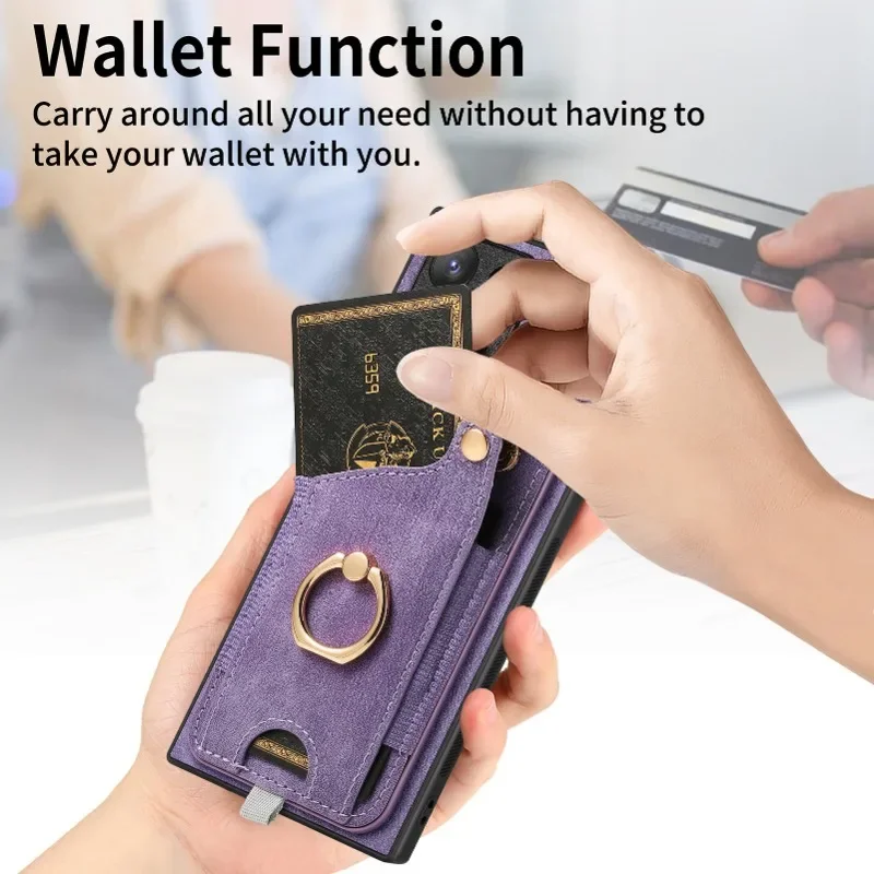 Ring Holder Phone Case for Samsung Galaxy S24 FE S26 S25 S23 S22 Ultra A17 A07 A57 A37 A36 A56 Magnetic Wallet Card Slot Cover