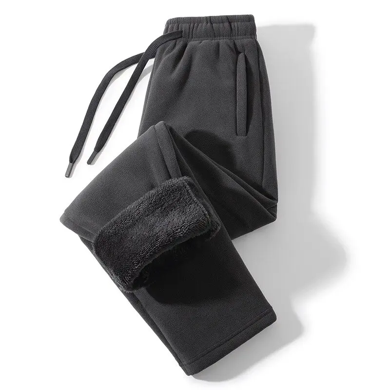 

Осенне-зимние модные однотонные толстые бархатные теплые брюки для мужчин, повседневные свободные спортивные брюки большого размера высокого качества