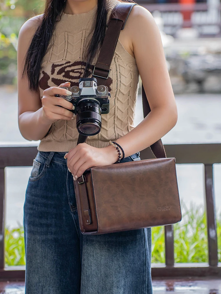 

SHELV Original Camera Bag for fujifilm Xt5 Xs20 S10 Shoulder Crossbody Vintage Leather Bag Nikon Zfc Z30 Canon R50 R10 sony