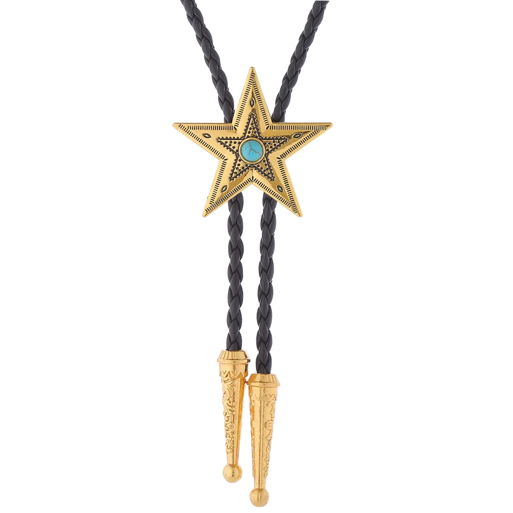 

Длинное кожаное ожерелье с синим камнем, галстук-боло, кулон, пентаграмма, воротник Пуаро, ретро, новинка