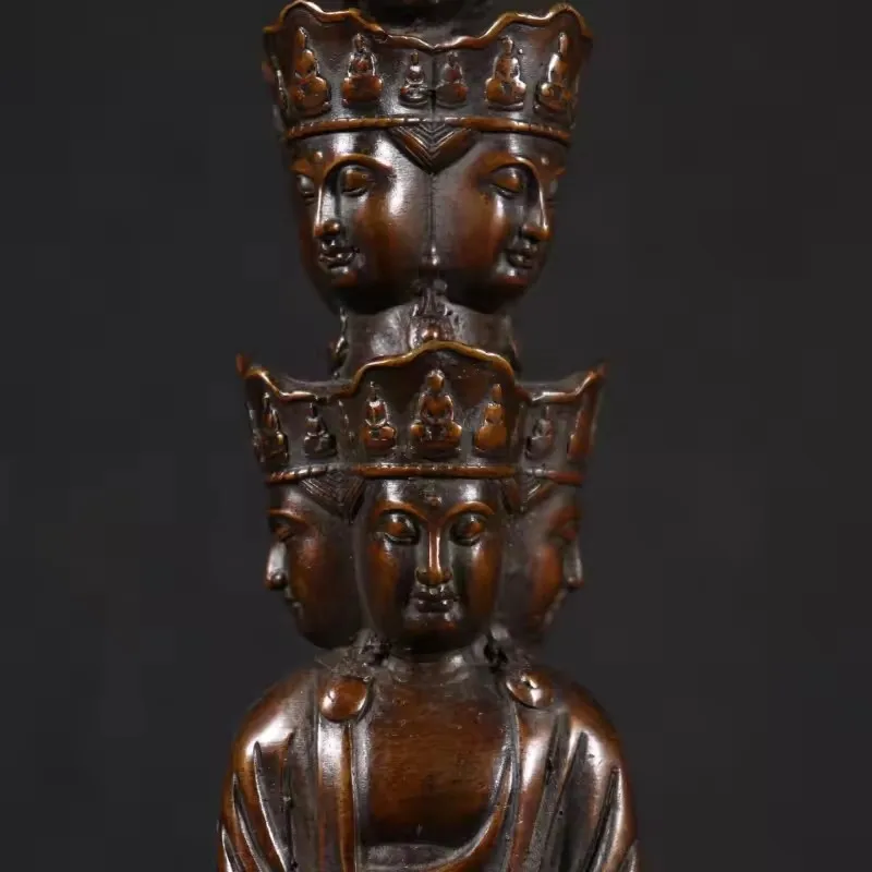 Antique Brass Old Patina Samantabhadra Emeishan Ten Directions Samantabhadra Bodhisattva Vintage New Chinese Style Home Worship