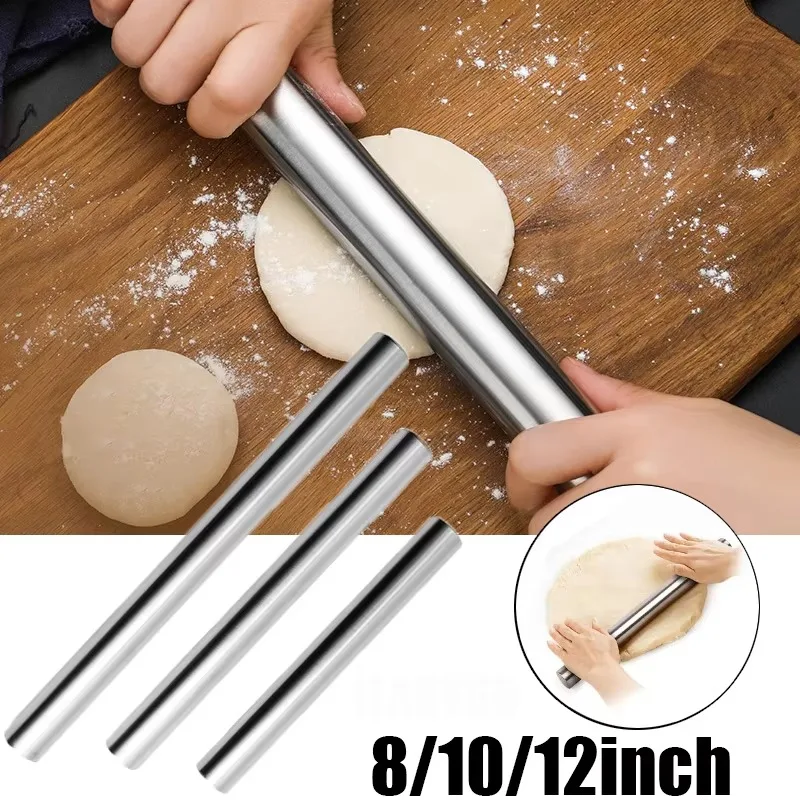 Stainless Steel Rolling Pin Baking Bread Pastry Roller Non-stick Baking Tool Cooking Pizza Cookie Cannoli Tubes Kitchen Utensils