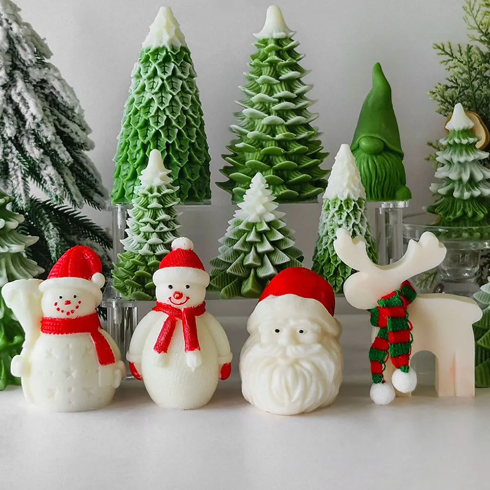 Weihnachten Schneeflocke Silikon Kerzen form DIY Weihnachten Haus Elch Santa Ornamente machen Seifen putz Harz Gussformen Wohnkultur