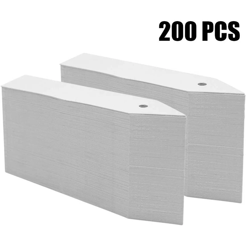 200 buah label taman pembibitan tanaman plastik tag pasak taman putih 10x2cm