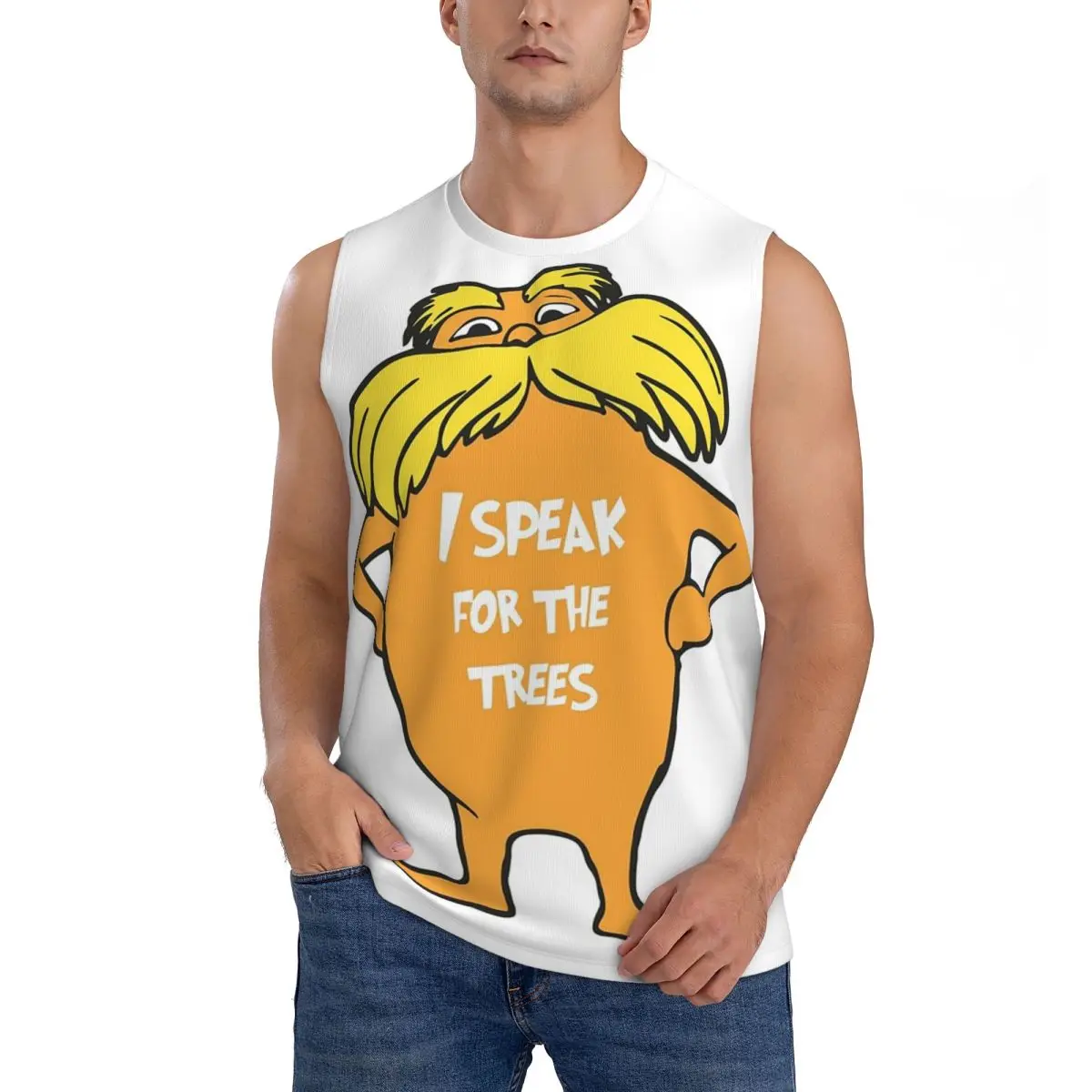 Lorax I Speak For The Trees Men Sleeveless Tank Tops Quick Dry Breathable Gym Fitness Running Summer Casual Sport Vest