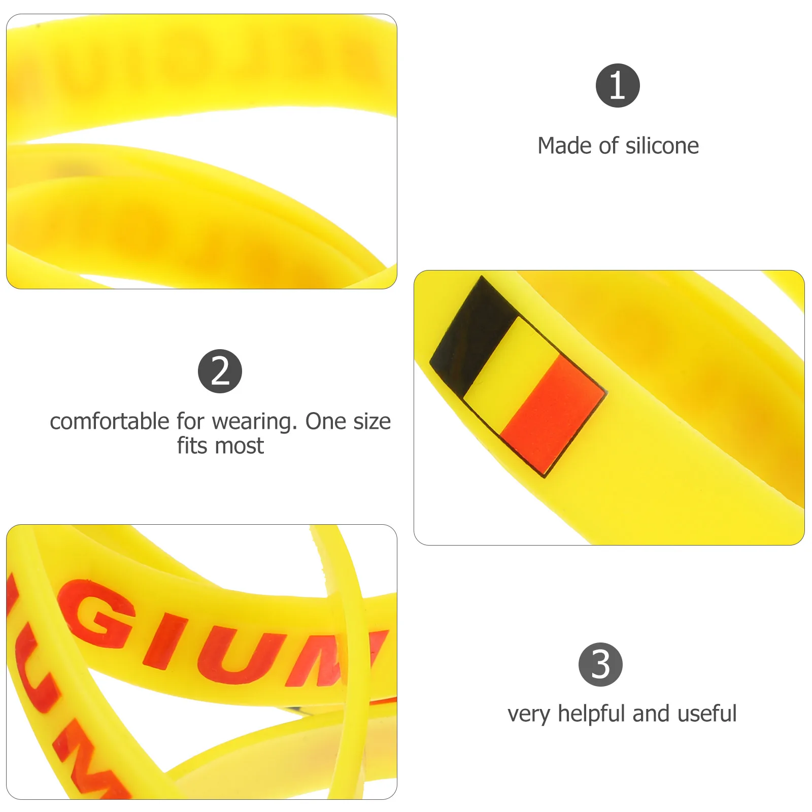 

6 Pcs Cooling Wrist Band Silicone Bracelet Country Flag Wristband Breathable Simple