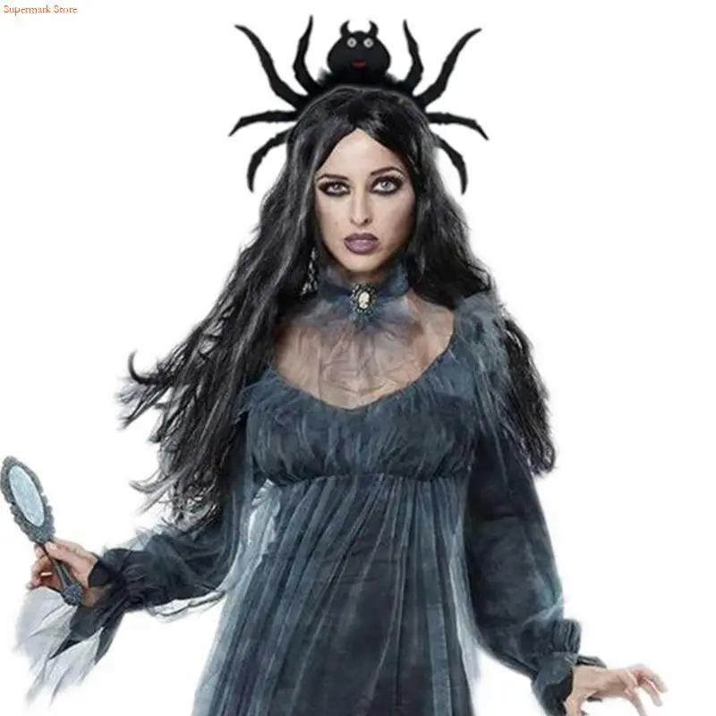 Q5WE Adult Teens Cartoon Headband Spiders Hair Hoop Plush Party Headpiece Hairband Prom Party Cosplay Costume Props
