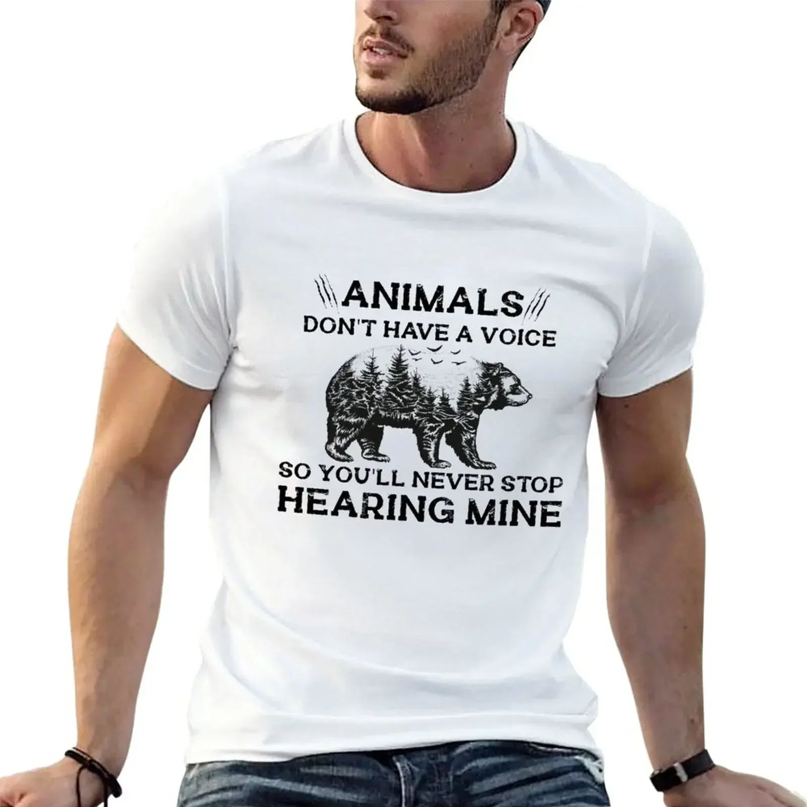 Animals Don't Have A Voice So You'll Never Stop Hearing Mine T-Shirt blanks customs oversized plain black t shirts men