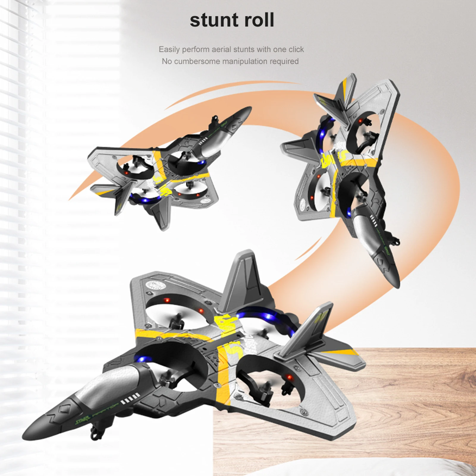 RC Airplane 2.4GHz 6CH EPP RC Plane 4 Motor RC Aircraft Toys for Adult Kids with Function Gravity Sensing Stunt Roll Cool Light