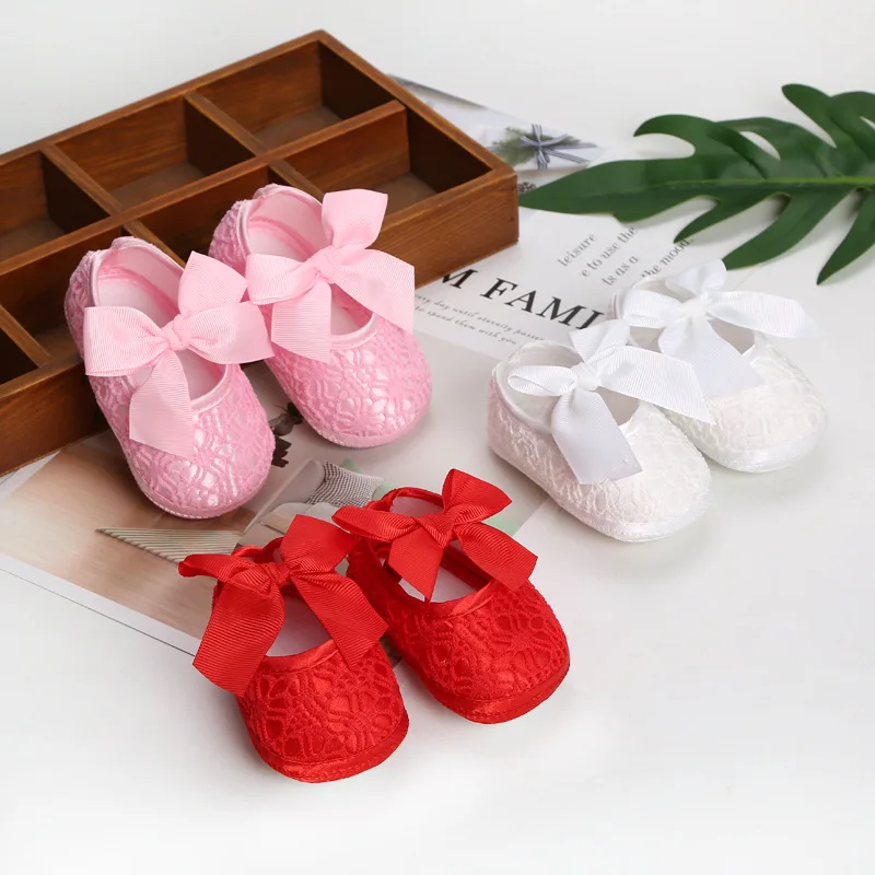 

Autumn Newborn Handmade Infant Baby Toddler Shoes with Soft Comfortable Soled Bowknot Anti Slip Walking Crochet Baby Shoes