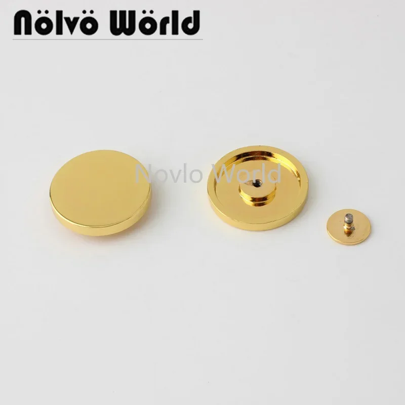

Nolvo World 10pcs 4 colors 2 size 34mm 40mm big round flat screw rivets for purse decorative crafts,polished silver screws label
