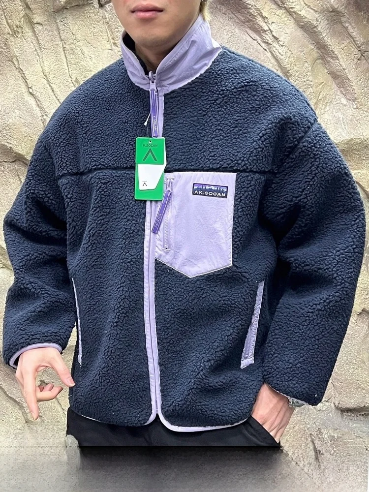 

Thiened Fce Lamb Fur Jaet с воротником-стойкой, теплая застежка-молния, длинная све-стойка, молодежная верхняя одежда