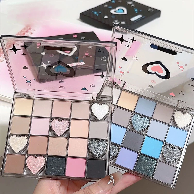 DIKALU Sweetheart Lidschatten-Palette Cool Toned Matte Light Pearl Shiny Black Pink Smokey Blue Punk Metallic Eye Shadows Makeup