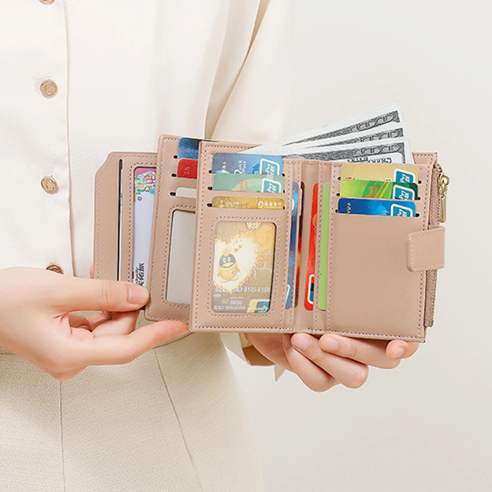 Women's Stone Pattern Short Wallet Minimalist Bifold Foldable Zipper Multi-card Slot PU Leather Purse Fashion Money Clip