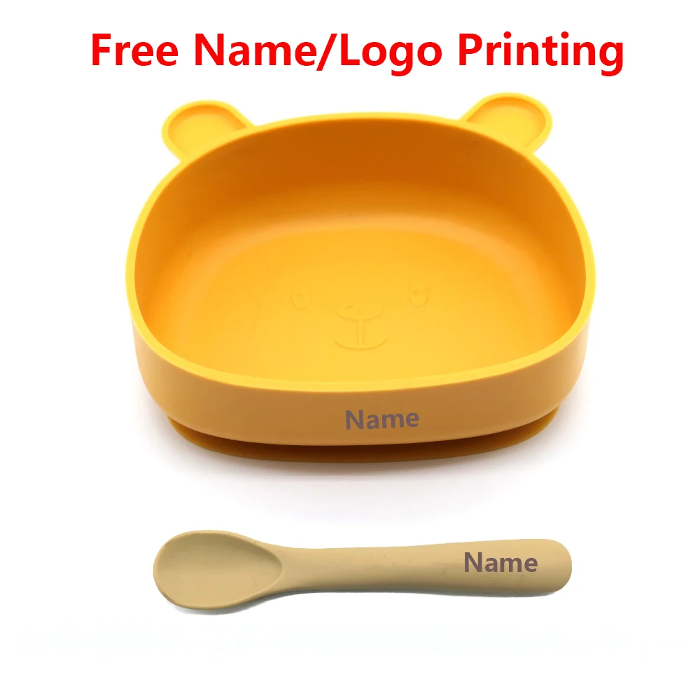 

Free Name Printing Children's Tableware Bowl Spoon Silicone Material Personalized Customization Boy Girl Gift
