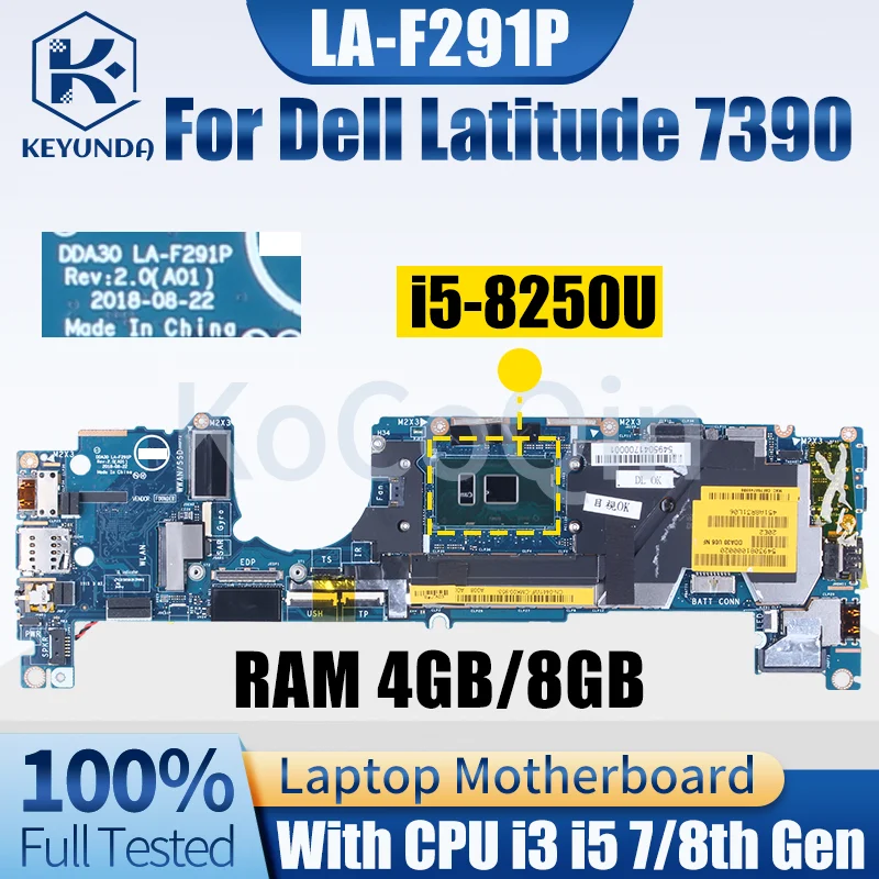 DDA30 LA-F291P For DELL Latitude 7390 Notebook Mainboard LA-F291P 0HVW90 0XMNM2 0MH7C0 Core I3 I5 Laptop Motherboard Tested