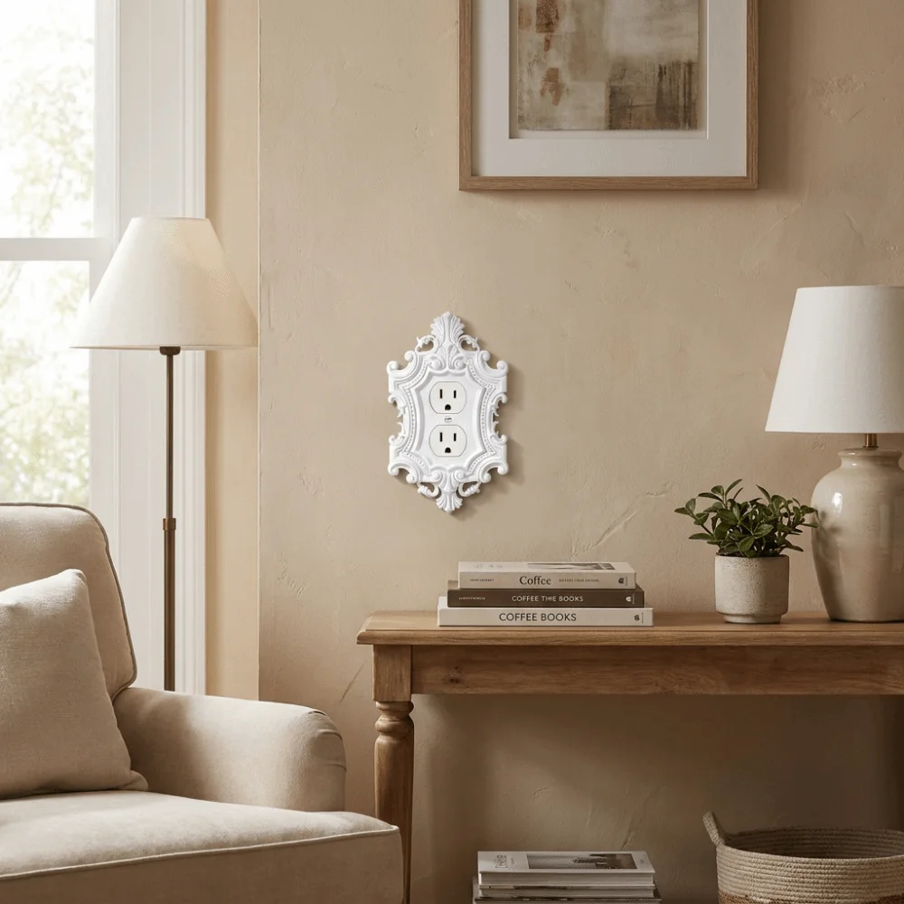 Plastic Switch Plate Cover Carved Toggle Light Decorative Wall Switch Frame Duplex Outlet Antique Carved Switch Cover