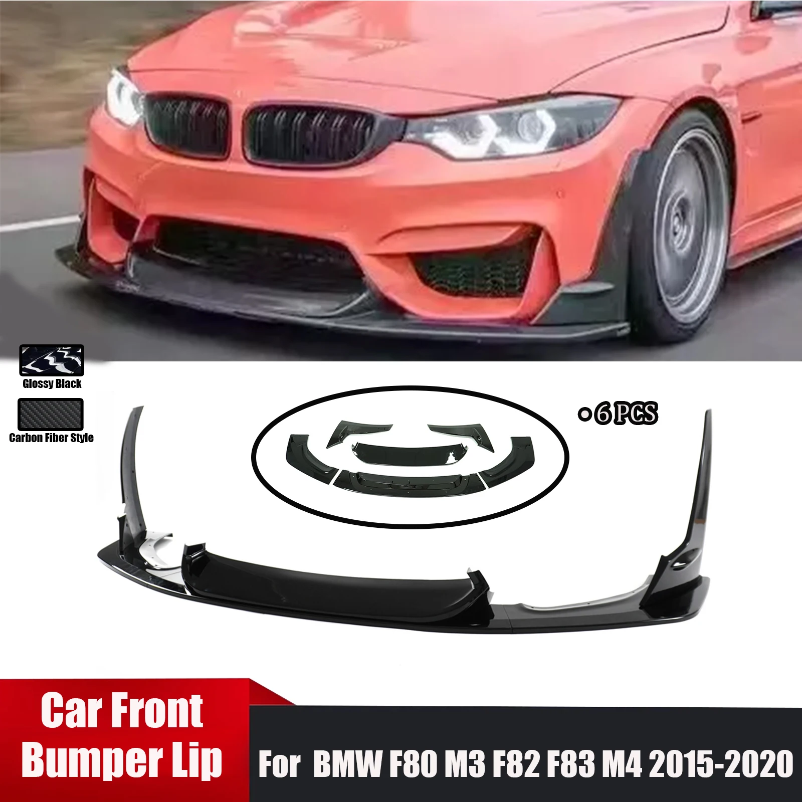 

Car Front Bumper Lip For BMW F80 M3 F82 F83 M4 2015 - 2019 2020 LPT Style Body Kit Splitter Spoiler Glossy Black Accessories