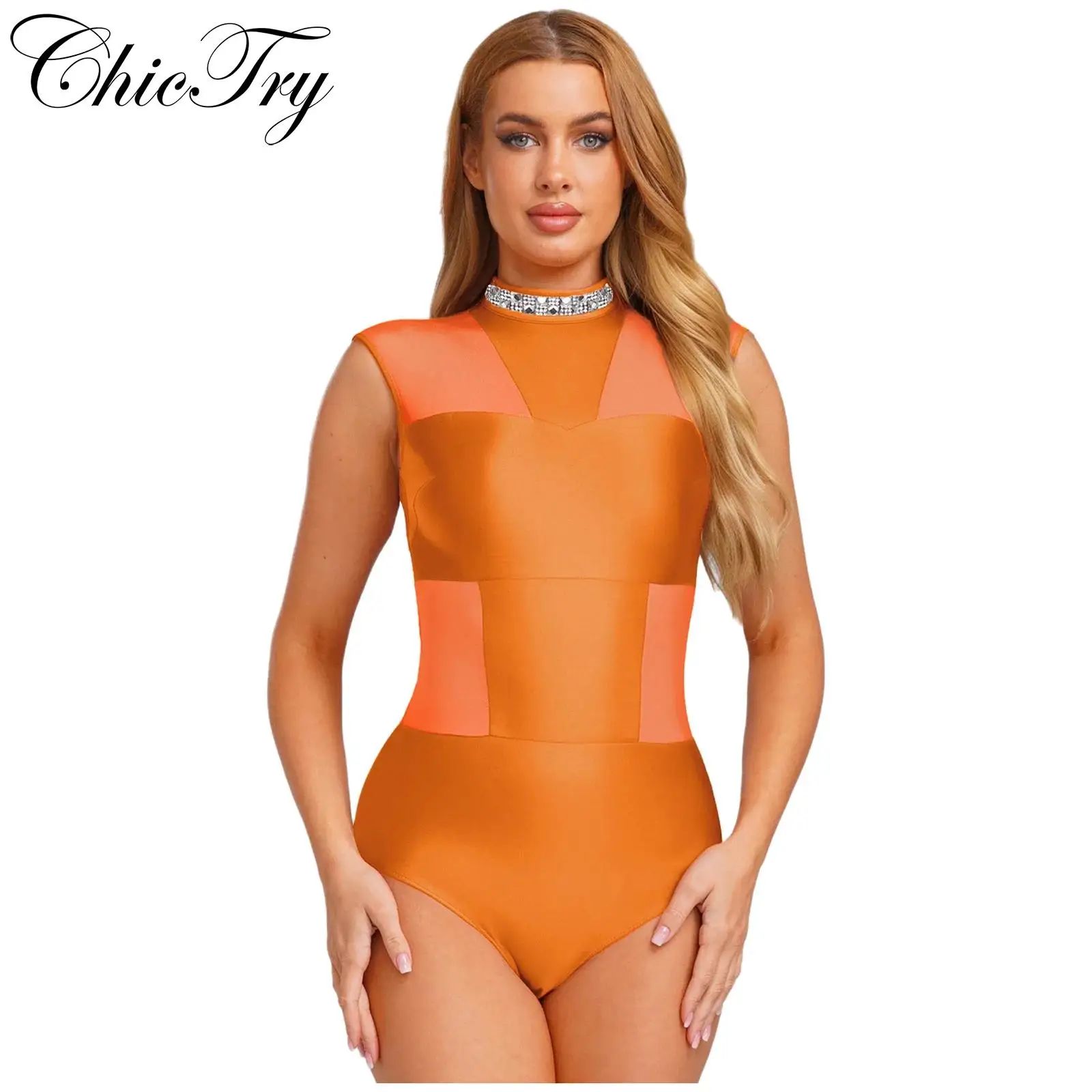 

Womens Ballet Gymnastics Leotard Sleeveless Backless Openable Crotch Workout Bodysuit Lyrical Latin Figure Ice Skating Dancwear