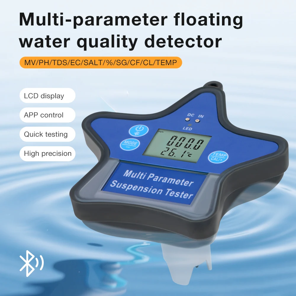 Tuya Bluetooth Digital PH Meter Salinity TDS EC Temp CL S.G CF 9-in-1 Floating Water Quality Tester for Aquarium Hydroponic Pool
