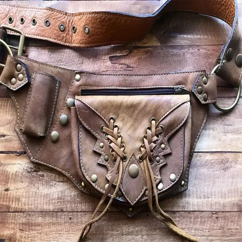 Steampunk Vintage Pu Lederen Utility Belt Pouch Fanny Pack Festival Middeleeuwse Taillezak Motorfiets Drop Leg Tas Voor Dames Heren