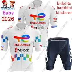 2026 Kids Total Energies Cycling Jersey Set Boys Girls France Cycling Clothing Bike Suit MTB Ropa Maillot