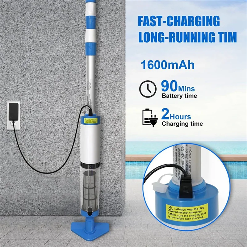 

A19I-US PLUG 3 In 1 Cordless Pool Vacuum,Handheld Pool Cleaner For Spas,Hot Tubs And Small Pools For Sand And Debris