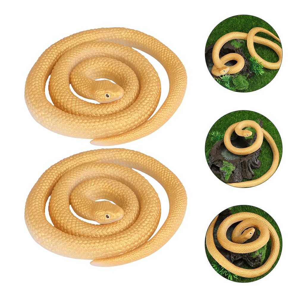 2 Pcs Tricky Snake Toy Simulation Model Realistic Snakes Toys Silicone Models Artificial Fake Props Soft Rubber
