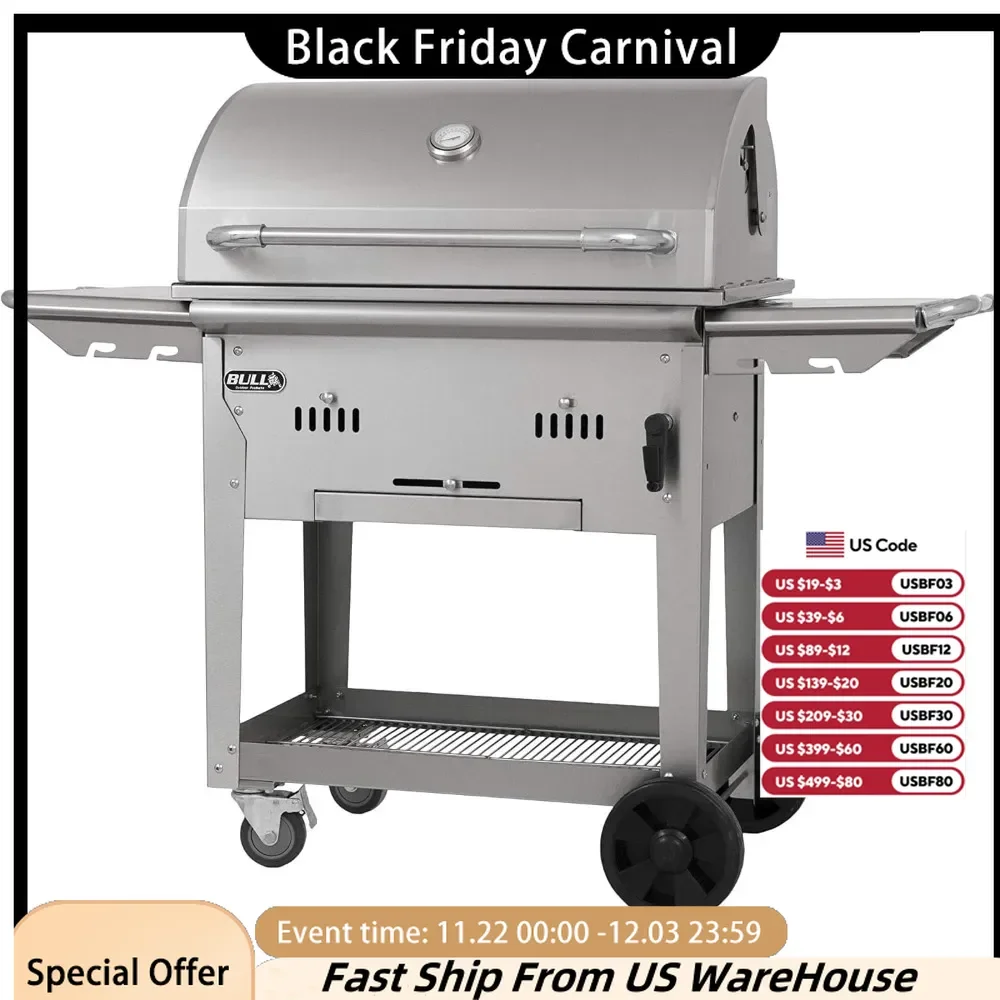 Grill Cart with Large Work Surface and Durable Stainless Steel Construction