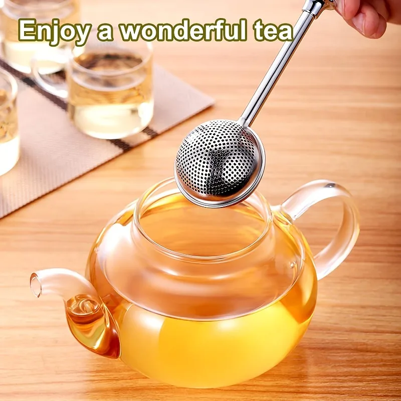 Stainless Steel Tea Infuser with Long Handle and Fine Mesh Strainer for Loose Leaf Tea and Teapot Reusable and Easy To Use