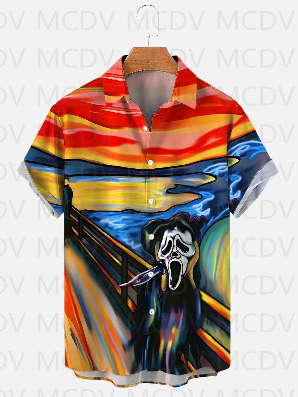 

Halloween Ghost Skull Oil Painting Art Fun Print Shirt Men's For Women's Hawaiian Shirt
