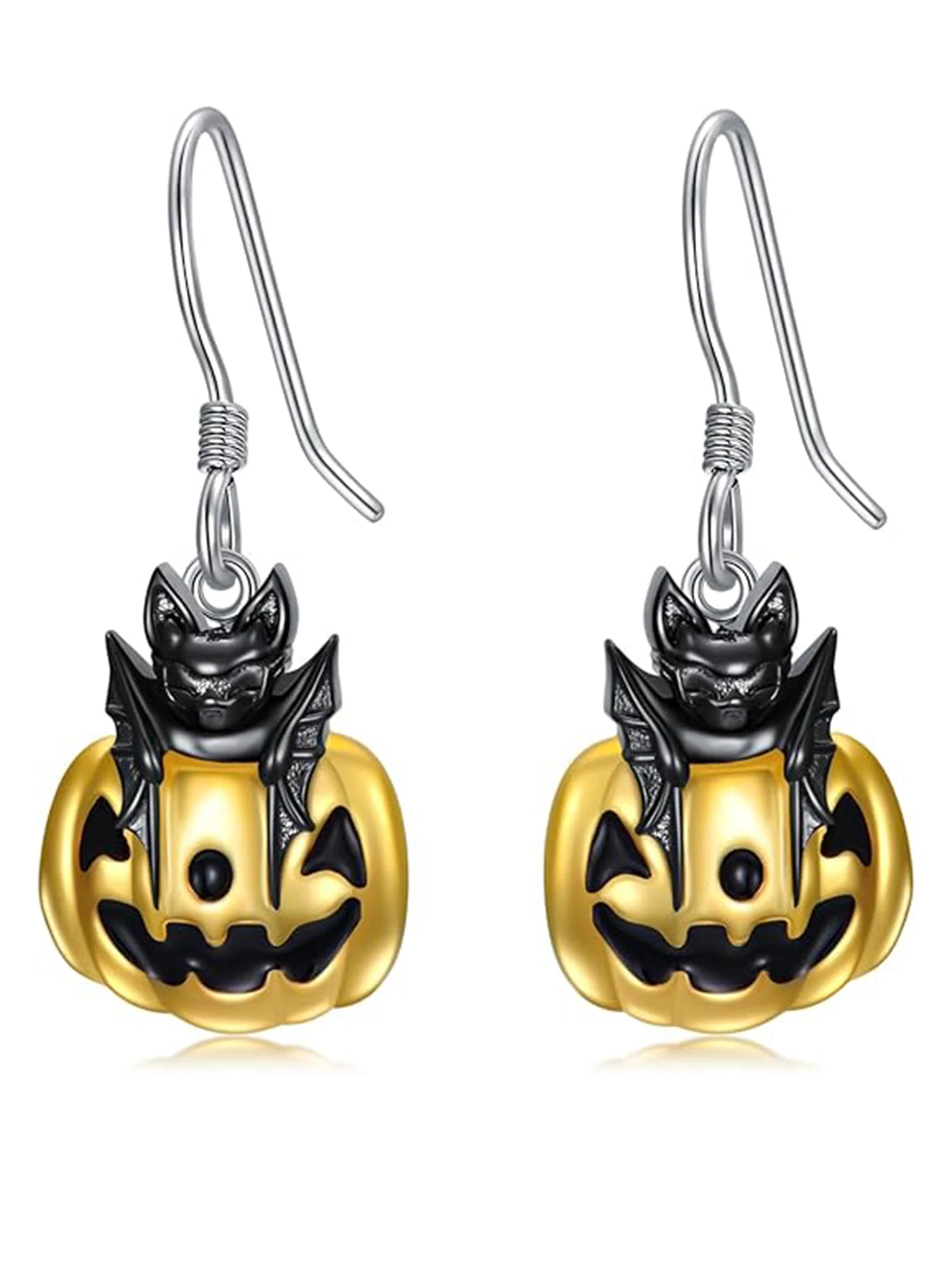 

Gothic Dark Style S925 Silver Bat Pumpkin Ghost Earrings, Unique Halloween Jewelry Gift for Friends and Sisters