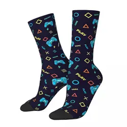 Happy Vintage – chaussettes de jeu vidéo pour hommes, contrôleur de jeu vidéo unisexe, motif Harajuku imprimé, chaussette d'équipage drôle, cadeau pour garçons