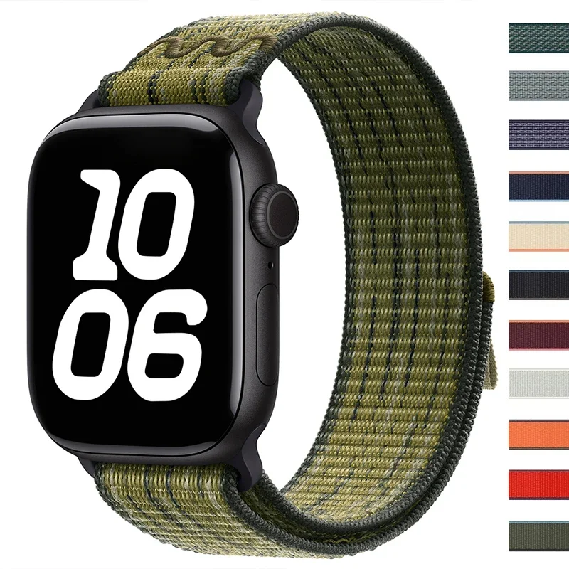 Nylon Sport Loop for Apple Watch Band 49mm 45mm 44mm woven Bracelet iWatch S10 9 8 7 6 5 4 3 se2 Ultra 2 46mm 41mm 42mm Straps