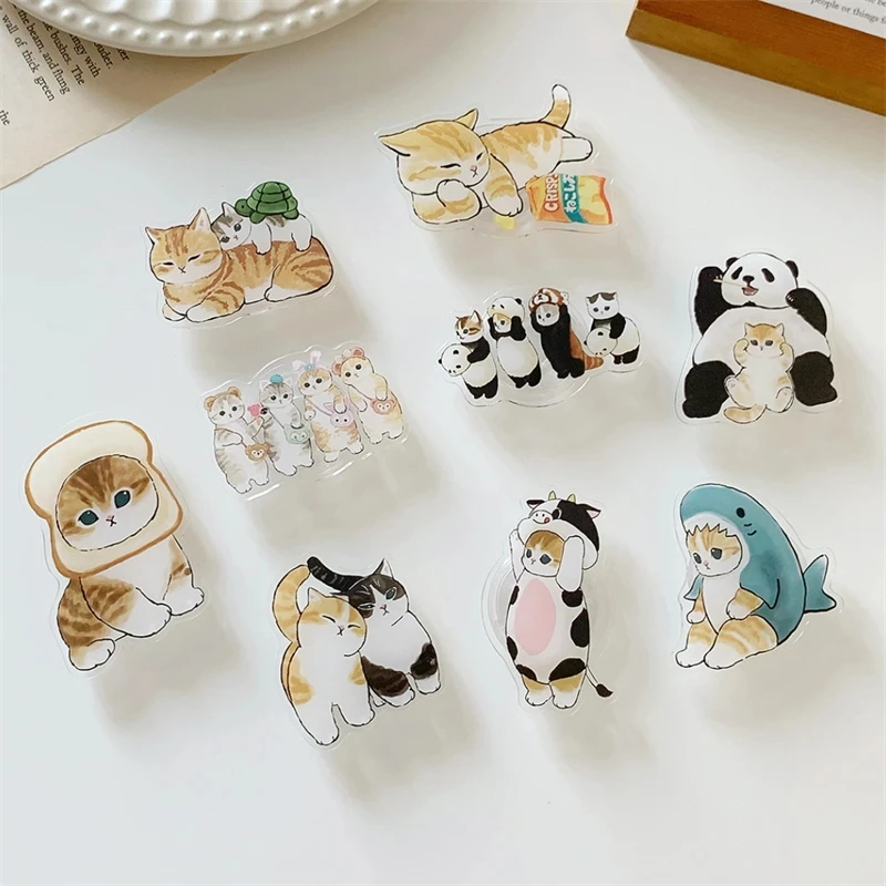 Cute 3D Cat Panda Acrylic Phone Holder Griptok Support For iPhone 15 Samsung Korean Kitten Grip Tok Folding Finger Stand Socket