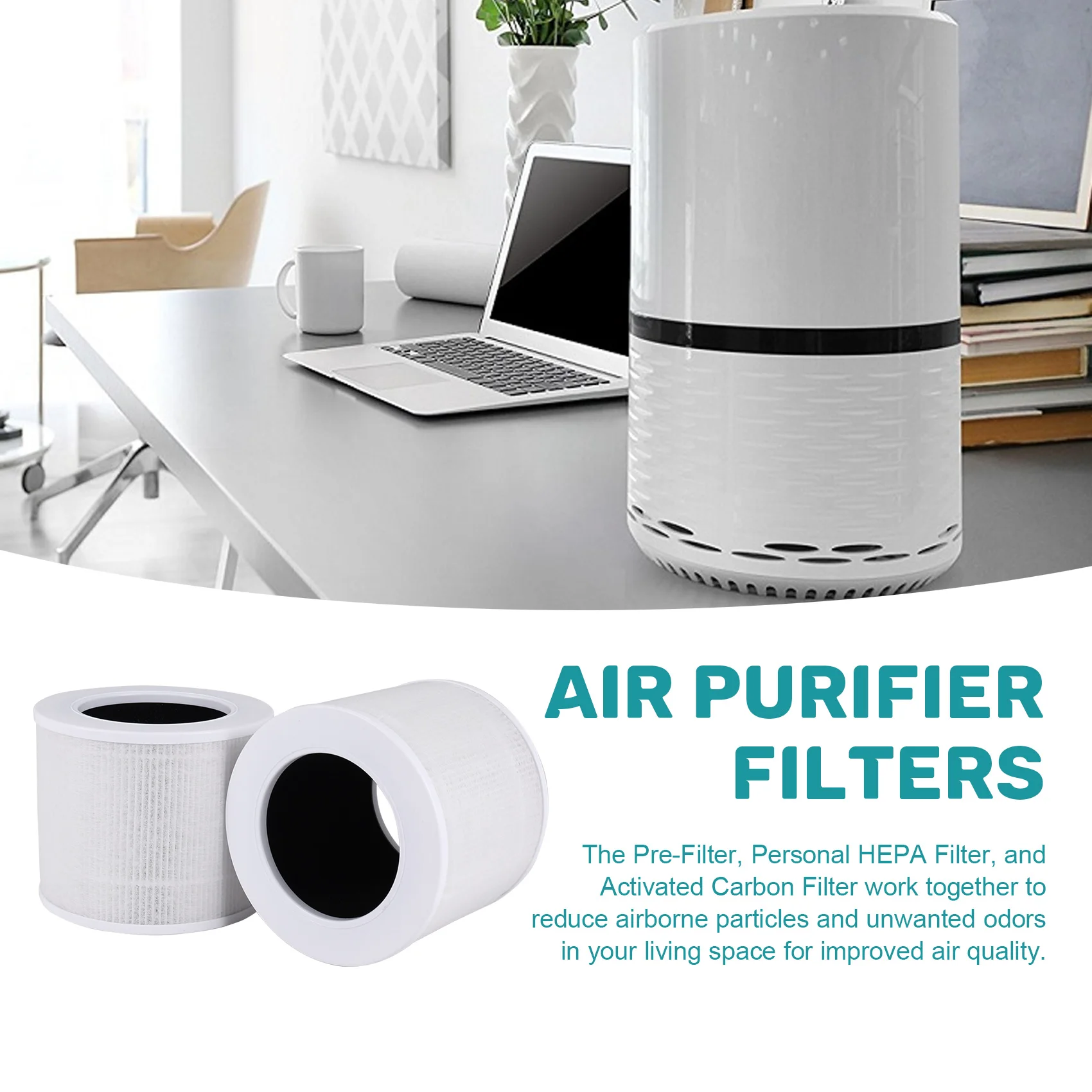 空気清浄機用スペアフィルター,活性炭フィルター,ミニパーツ,RF,H13, HEPA, 3in 1,2個