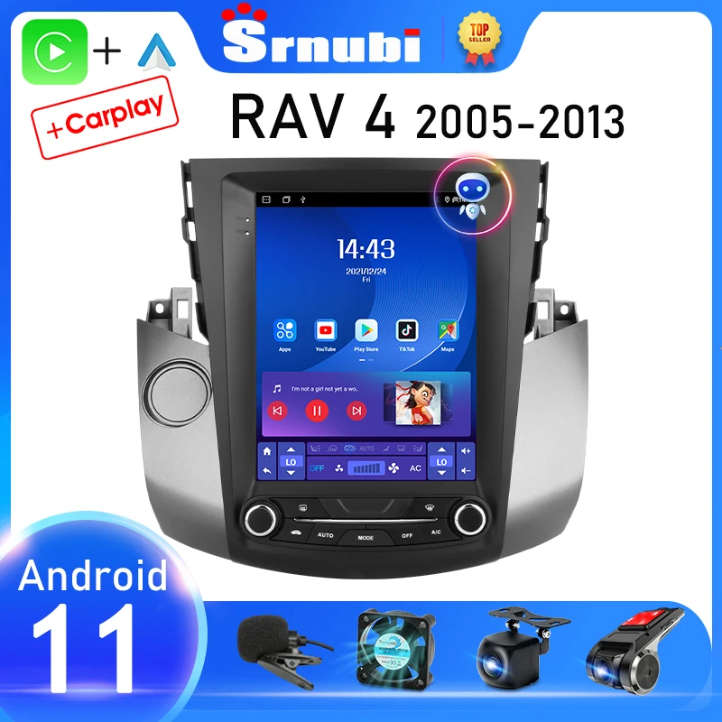 

Srnubi Android 11 Автомобильный стерео радио для Toyota RAV4 Rav 4 2005-2013, мультимедийный плеер, 2 Din Carplay, авто GPS, DVD, головное устройство 2din