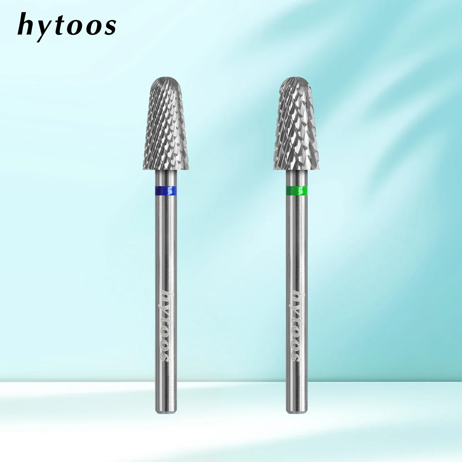 HYTOOS Safety Carbide Nail Drill Bits Round Cut Tapered Nail Bit Thick Gel & Acrylic Removal Pro Electric Manicure Drills Tool