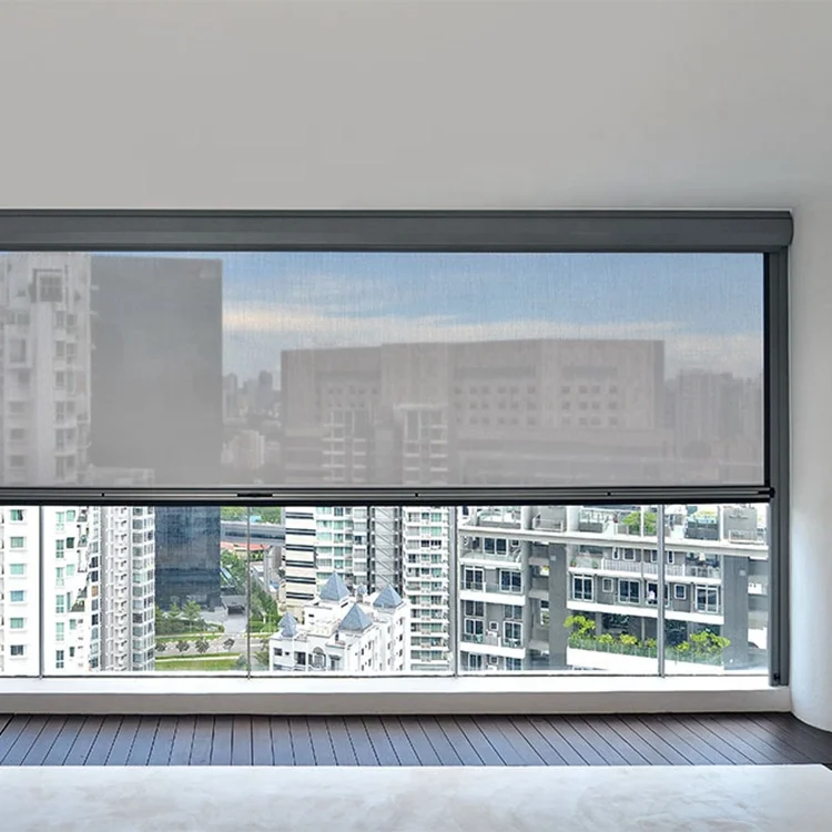 

Motorized Outdoor Blind Heavy Duty Zip Track Wind Proof Outdoor Roller Blind