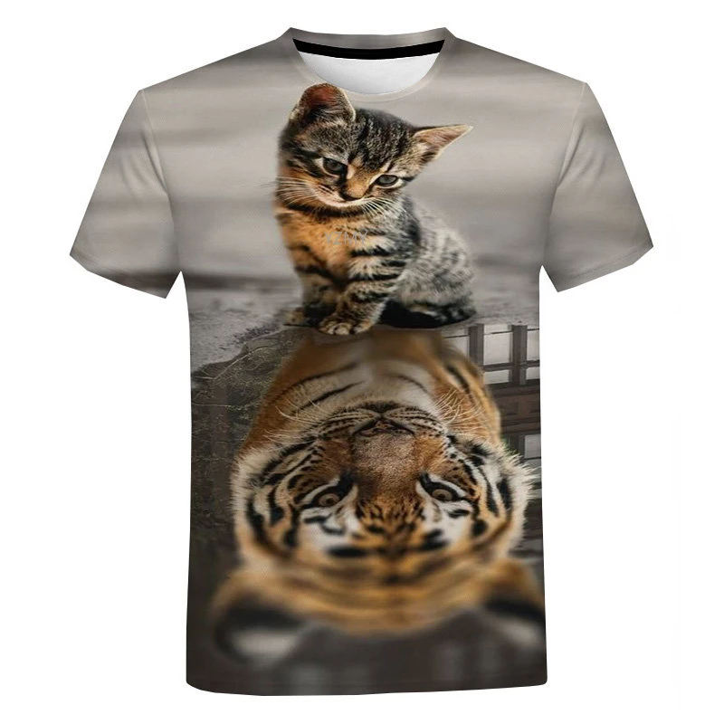 Funny Kids T-shirt Lively 3D Felines Cat Printing T Shirt for Men Tops Summer Man Cute Cats Tee Shirts Oversized Womens Clothing