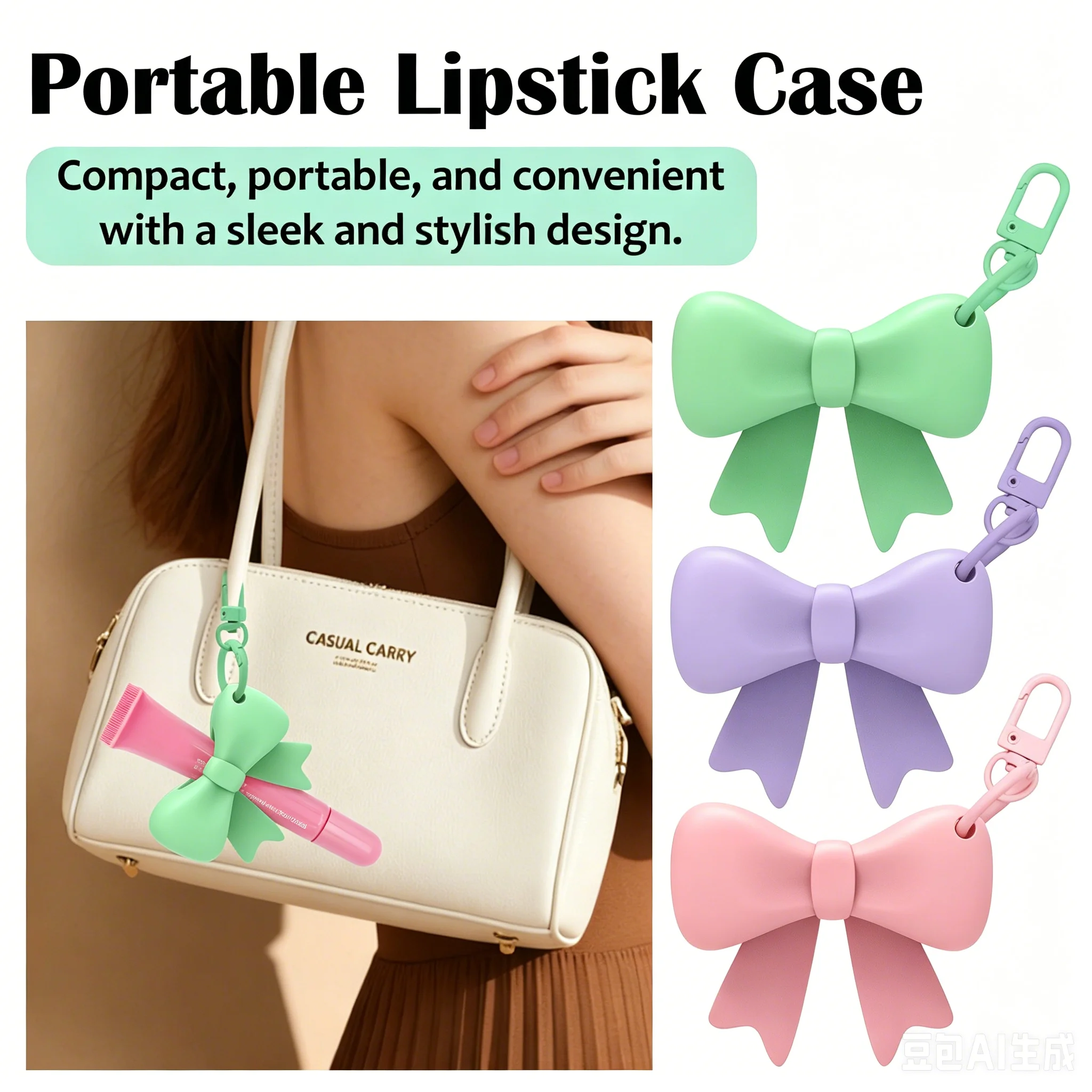 Cute Lipstick Holder Keychain – Bag Charm Clip for Lip Gloss & Balm,Portable Travel Accessory, Fashion Beauty Key Ring for Wome