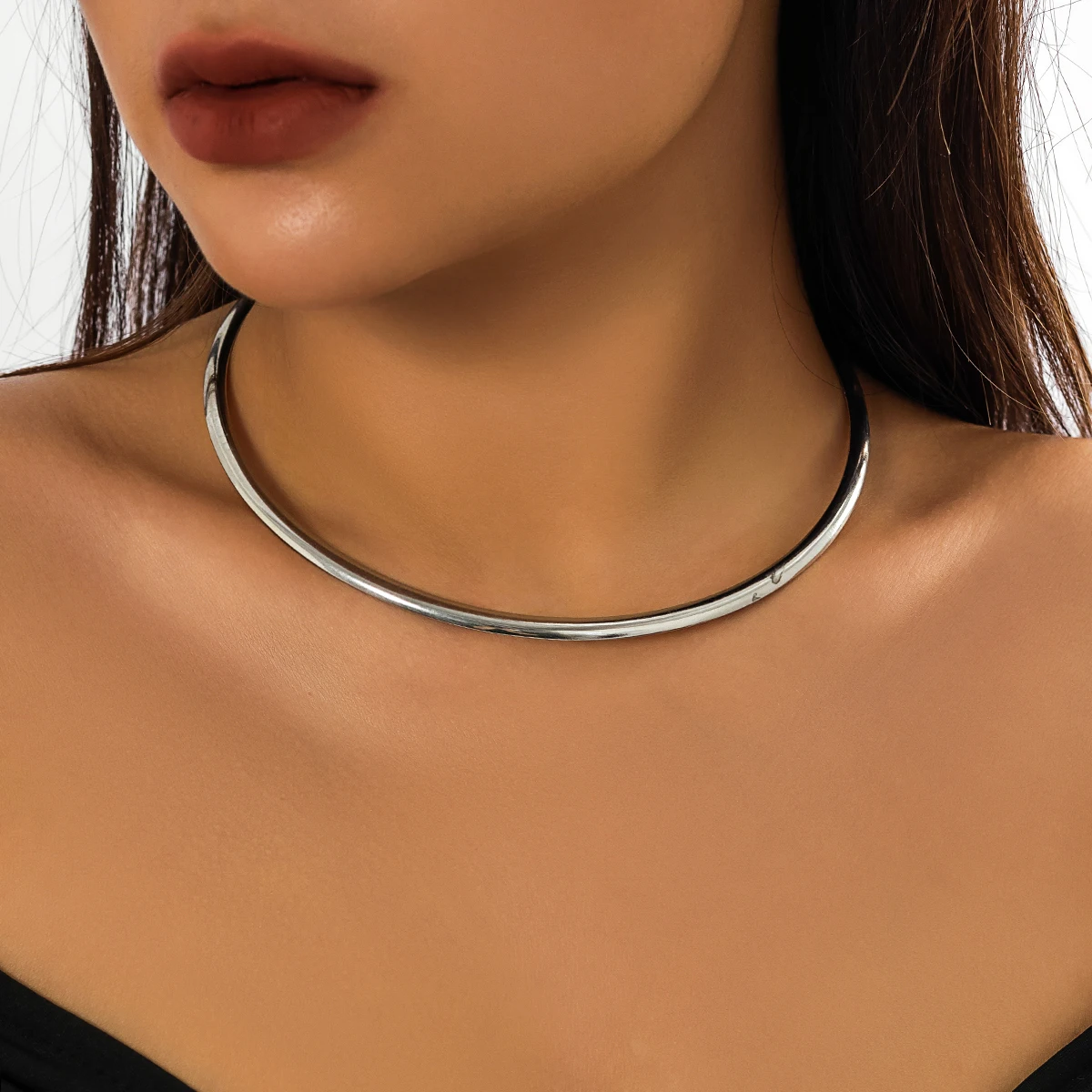 Vintage Trend Gold Color Alloy Metal Torques Necklace for Women Punk Gothic Smooth Adjustable Chain Girls Fashion Party Jewelry