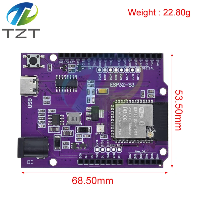 TZT D1 ESP32-S3 WiFi+Bluetooth 16MB Flash UNO D1 R3 Board Module CH340 N16R8 For ESP32 ESP-32 Development Board Wireless Module