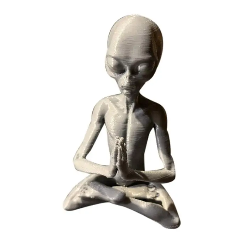 

Meditating Alien Resin Gardening Statue Meditative Extraterrestrial Sculpture Outdoor Saucerman Figurine Garden Ornaments Decor