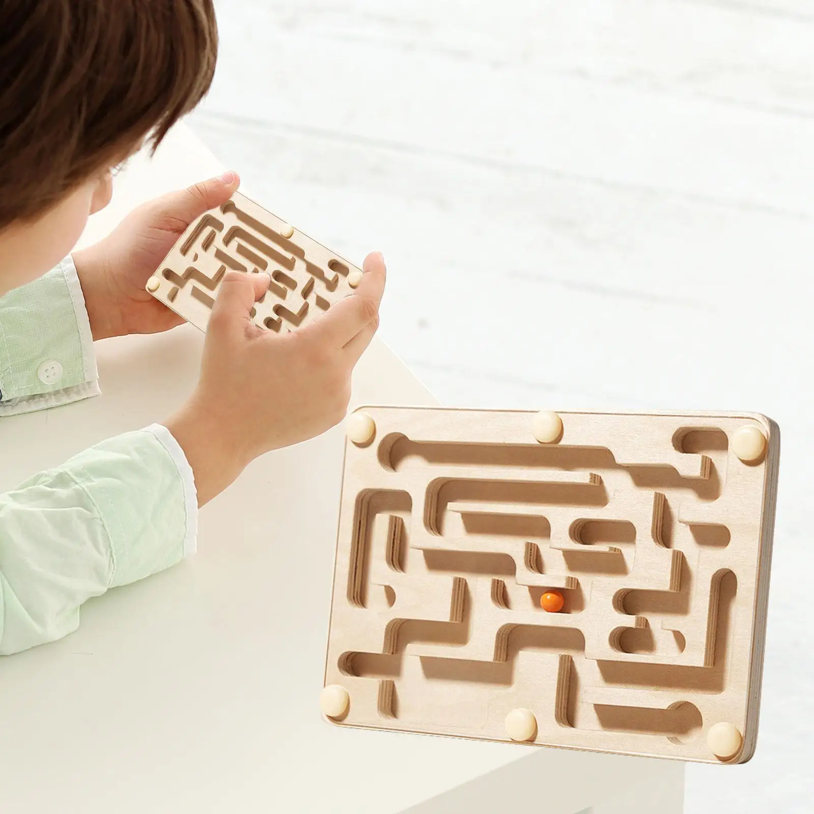 Wooden Labyrinth Board Game Preschool Educational Marble Maze Brain Teaser