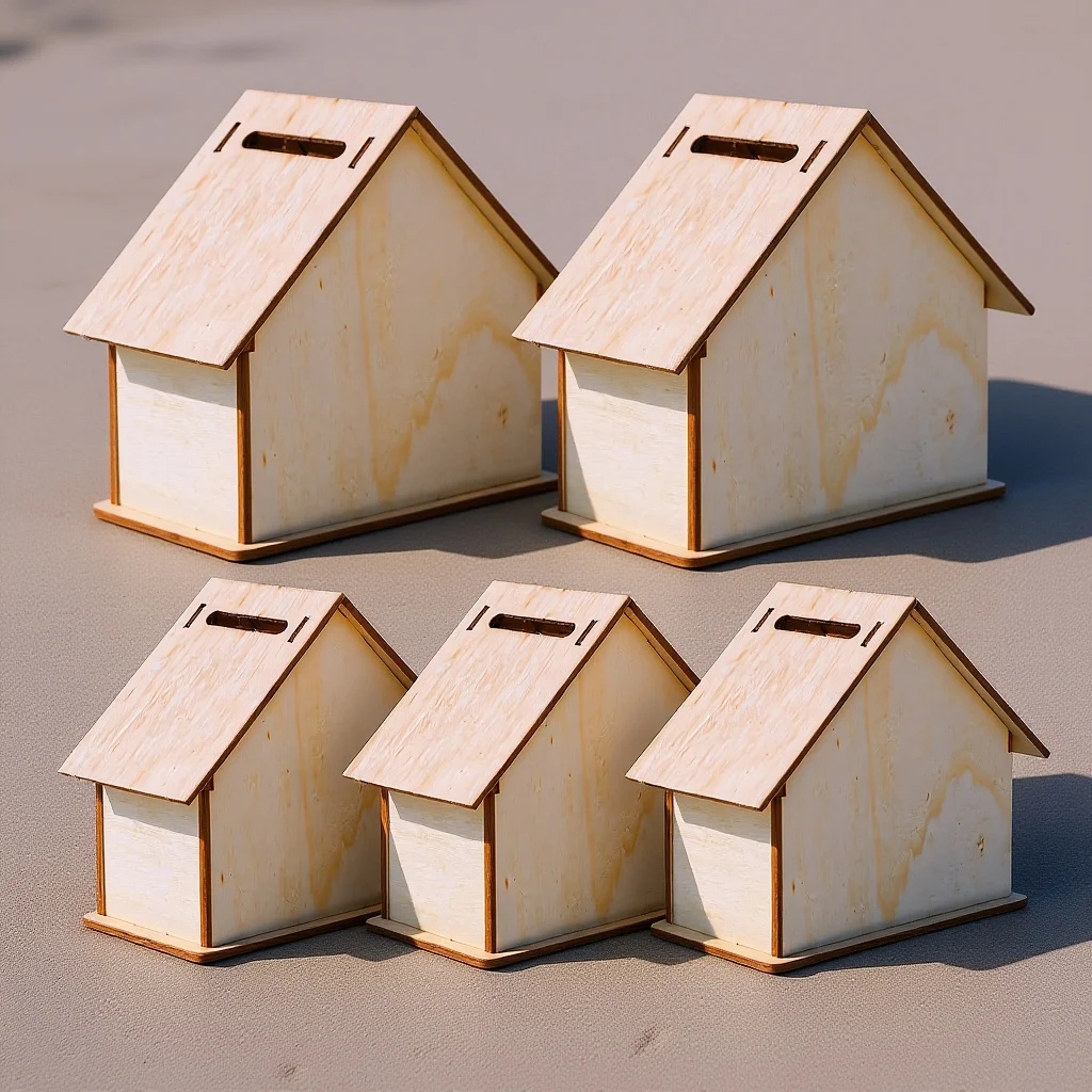 5 قطع من حصالة العملات المعدنية القابلة للطلاء على شكل حيوان صغير يمكنك صنعه بنفسك بنوك خشبية غير مكتملة لطيفة للأطفال