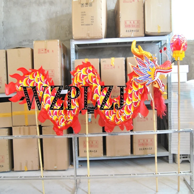 4m Silk Dragon Dance Costume 4 Players  8-15 Age size 5  Outdoor Children Students Event Park Stage Festival Chinese Traditional