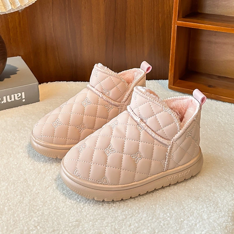 الأطفال أحذية الثلوج 1-18 سنة الكاكي مبطن سميكة الفتيان الفتيات أحذية قطنية الوردي مقاوم للماء عدم الانزلاق لينة أحذية أطفال طويلة الرقبة