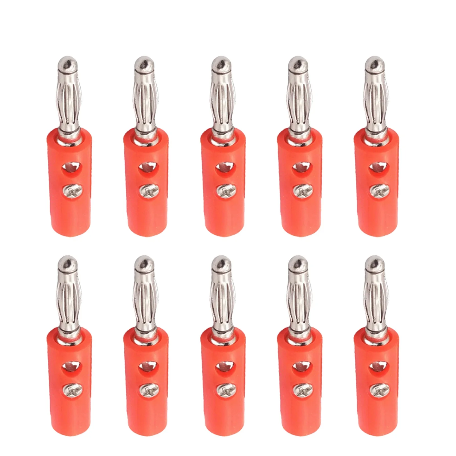 10pcs Banana Plug- Pin Audio Speaker Electrical Connector Nickel Plating 4mm Banana Test  Audio Speaker Screw Banana
